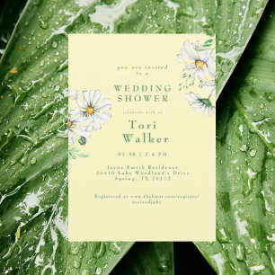 White Daisies Yellow & White Wedding Shower Invitation