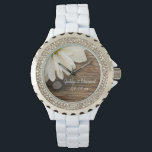 White Daisy and Barn Wood Country Wedding Watch<br><div class="desc">Customise the rustic chic White Daisy and Barn Wood Country Wedding Wrist Watch with the personal names of the bride and groom and specific marriage ceremony date. This charming custom western ranch style nuptial time piece features a quaint floral photograph of a white daisy flower blossom with a brown weathered...</div>