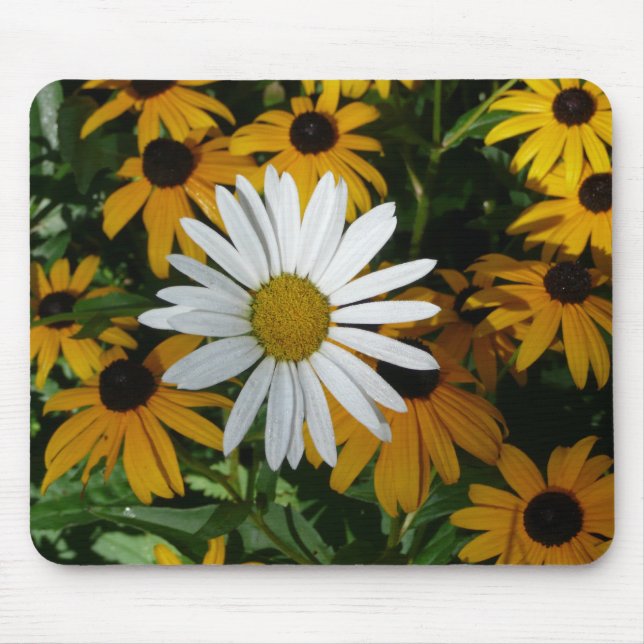 White Daisy and Blackeyed Susans Mouse Pad (Front)