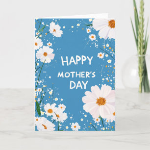White Daisy And Happy Mothers day holiday card