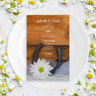 White Daisy and Horseshoe Western Wedding Menu