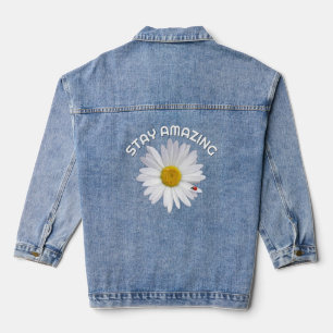 White Daisy and Lady Bug Denim Jacket