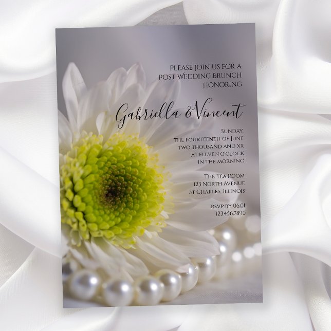White Daisy and Pearls Post Wedding Brunch Invitation (Creator Uploaded)