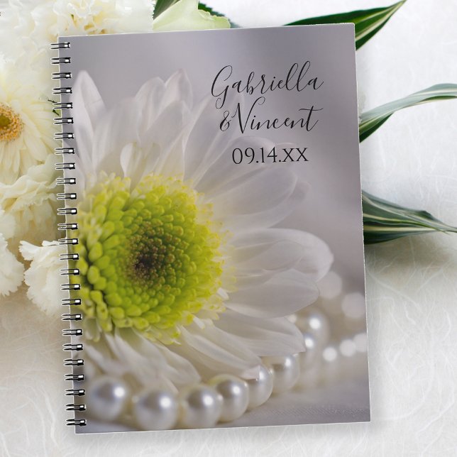 White Daisy and Pearls Wedding Notebook (Creator Uploaded)