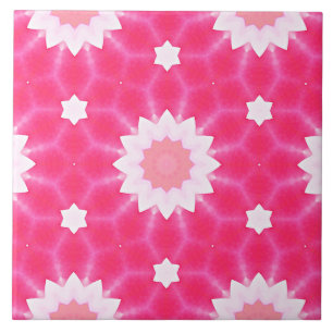 White daisy and stars over pink background pattern ceramic tile