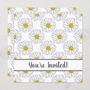 White Daisy and White Daisy Pattern Invitation