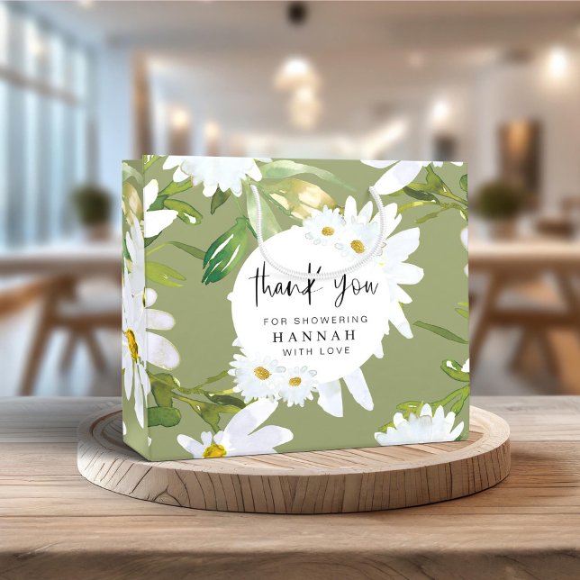 White Daisy Baby Shower Thank You Favours Large Gift Bag (Creator Uploaded)