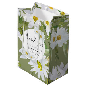 White Daisy Baby Shower Thank You Favours Medium Gift Bag