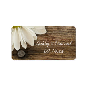 White Daisy Barn Wood Country Wedding Favour Tag