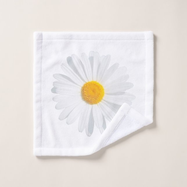 white daisy bath towel set (Wash Cloth)