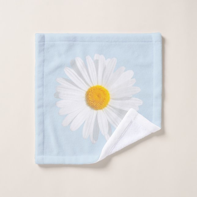 white daisy bath towel set (Wash Cloth)