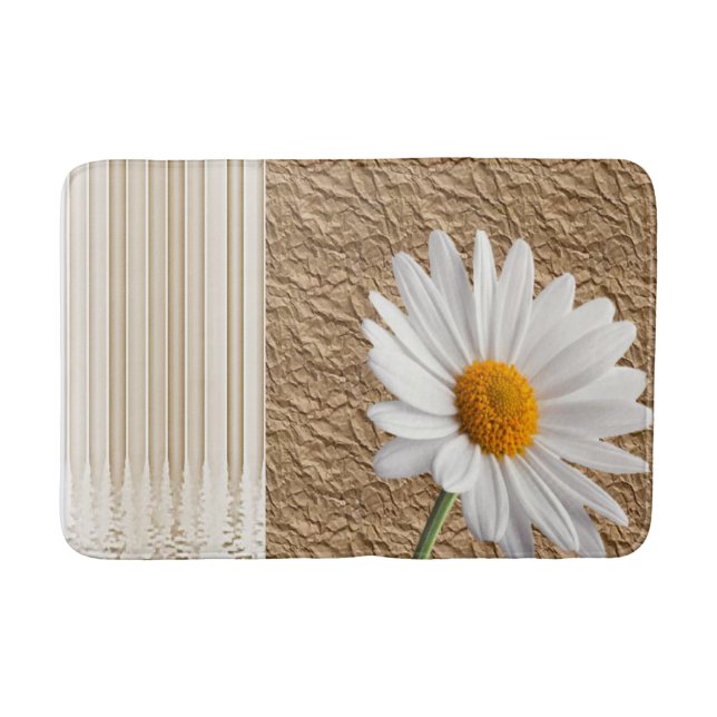 White Daisy Bathroom Bath Mat (Front)