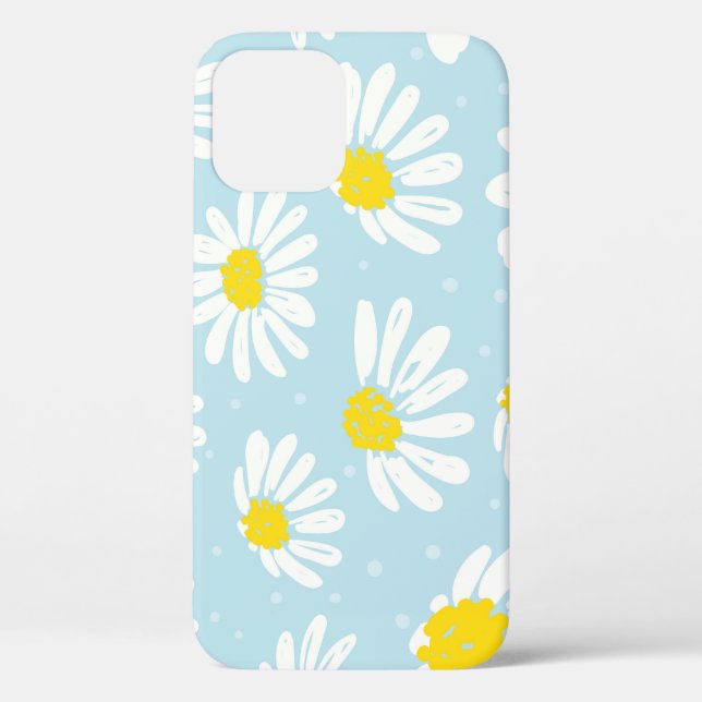 White Daisy Blue Background Seamless Case-Mate iPhone Case (Back)