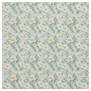 White Daisy Blue Sky Summer Meadow Charm Fabric