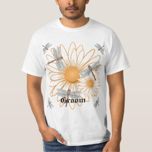 White Daisy bridegroom custom wedding t-shirt