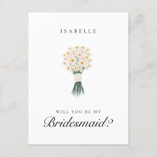 White Daisy Bridesmaid Proposal Postcard