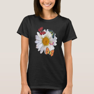 White Daisy & Butterflies Beautiful V Tee