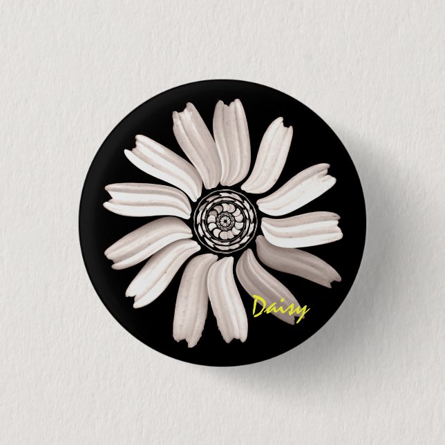 White Daisy Button/Pin 3 Cm Round Badge (Front)