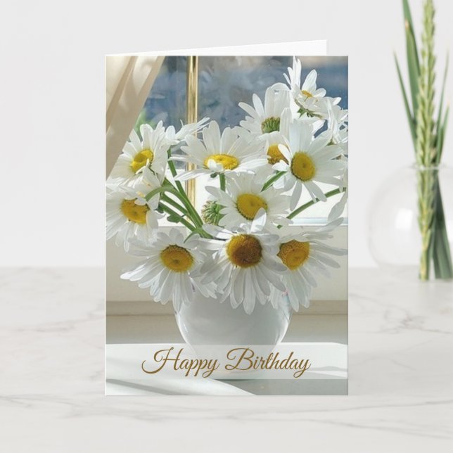 White daisy, camomile Happy Birthday Card (Front)