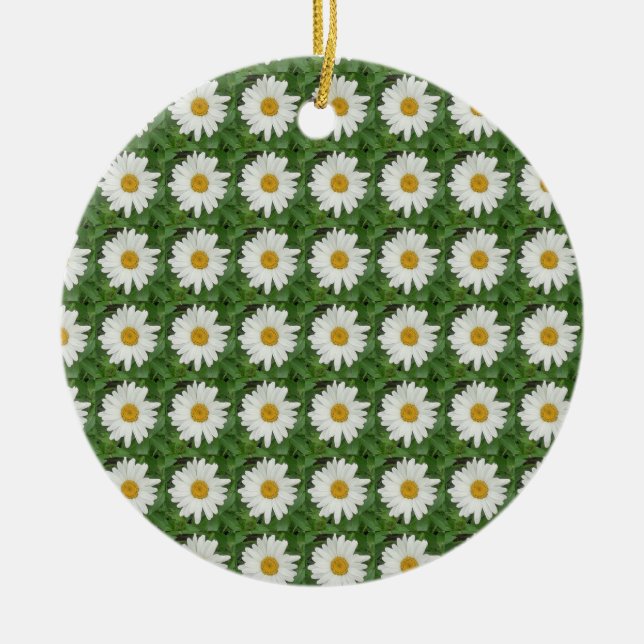 White Daisy Ceramic Ornament (Front)