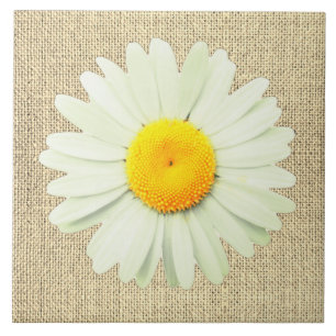 White Daisy Ceramic Tile