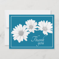 White Daisy Chain With Blue Background Thank You