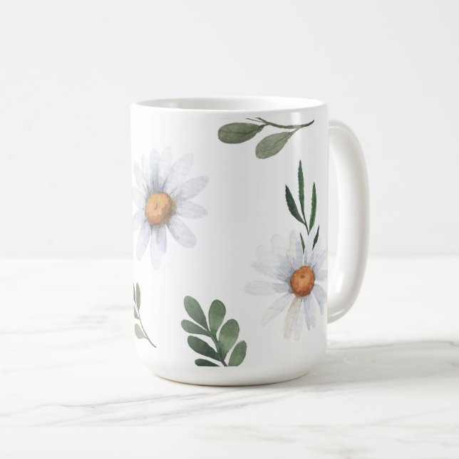 White daisy coffee cup, White daisies Coffee Mug (Front Right)