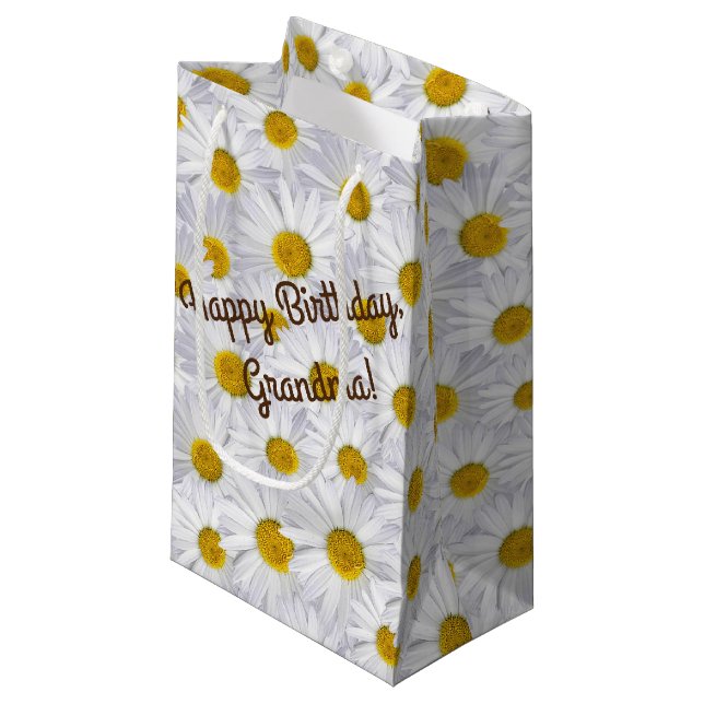 white daisy collection for birthday small gift bag (Front Angled)