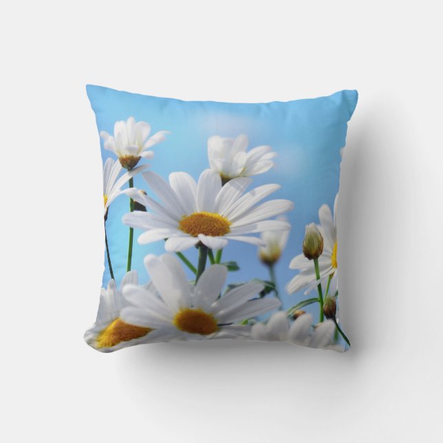 White Daisy cushion Throw Pillow (Front)