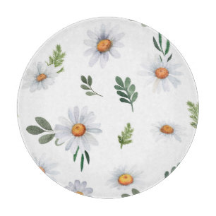 White daisy cutting board, cutting tray board