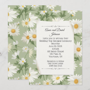 White Daisy Design for Vow Renewal Invitation