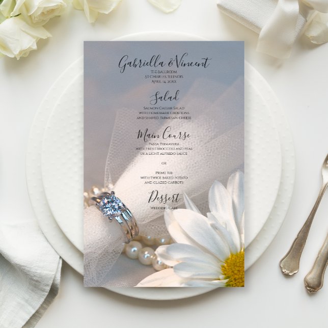 White Daisy Elegance Wedding Menu (Creator Uploaded)