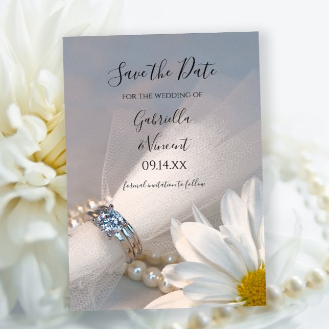 White Daisy Elegance Wedding Save the Date (Creator Uploaded)