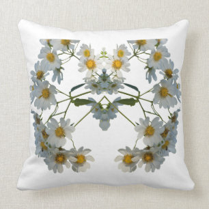 White daisy elegant flowers in 3D design Cushion