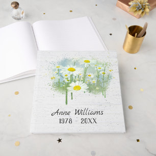 White Daisy Field Funeral Book