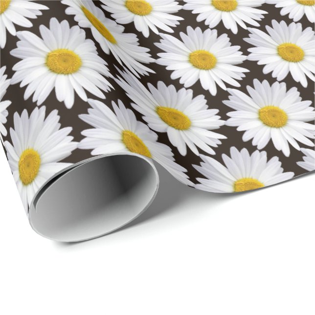 white daisy floral background wrapping paper (Roll Corner)