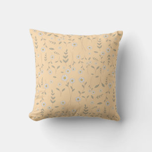 White Daisy Floral Seamless Pattern on Pastel Yell Cushion