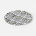 WHITE DAISY FLOWER BOUQUET PAPER PLATE