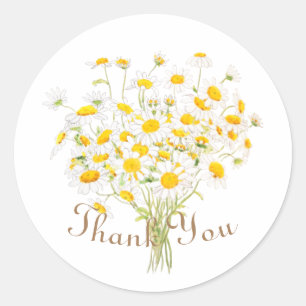 white daisy flower classic round sticker