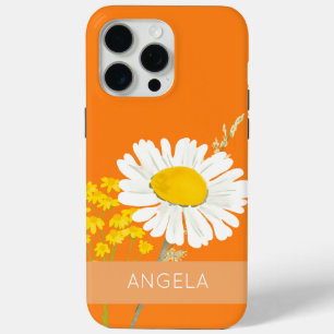 White Daisy Flower Custom Name iPhone 15 Pro Max Case
