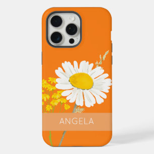 White Daisy Flower Custom Name iPhone 15 Pro Max Case