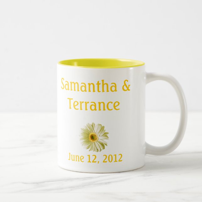 White Daisy Flower Customisable Two-Tone Coffee Mug (Right)