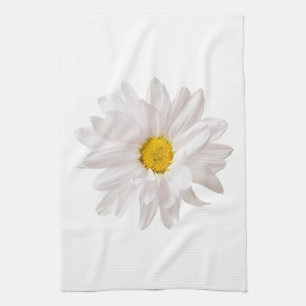 White Daisy Flower Design Floral Daisies Template Tea Towel