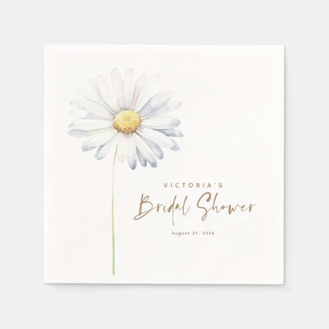 White Daisy Flower Elegant Cute Boho  Napkin (Front)