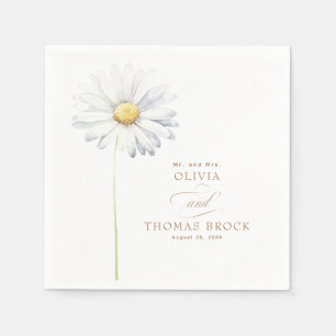 White Daisy Flower Elegant Wildflowers Celebration Napkin