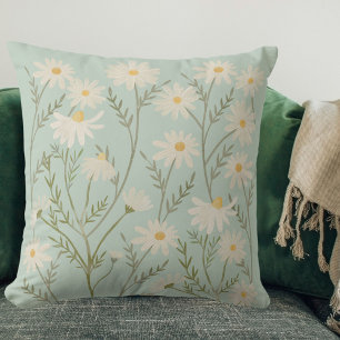 White Daisy Flower Floral Cushion