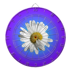 White Daisy Flower Floral Purple Blue Gradient Dartboard