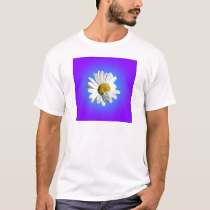 White Daisy Flower Floral Purple Blue Gradient T-Shirt