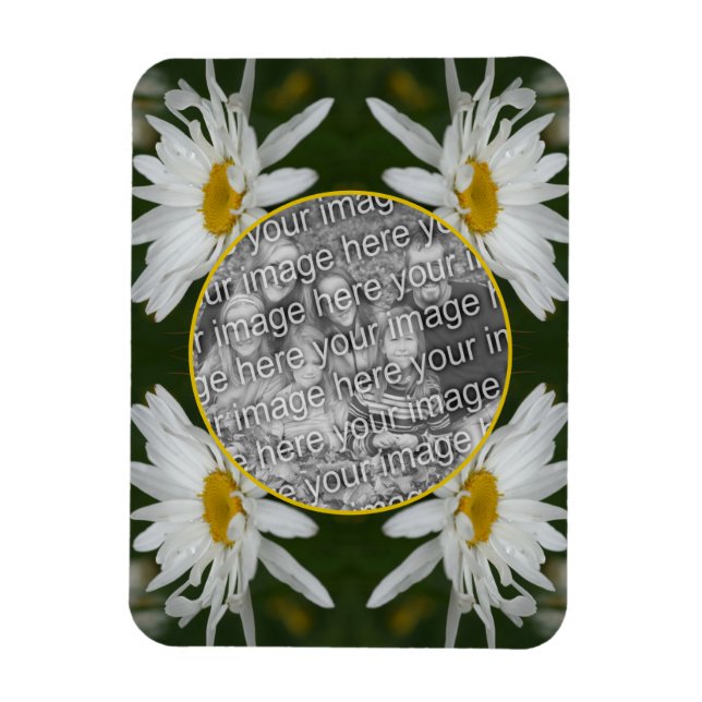 White Daisy Flower Frame Add Your Own Photo Magnet (Vertical)