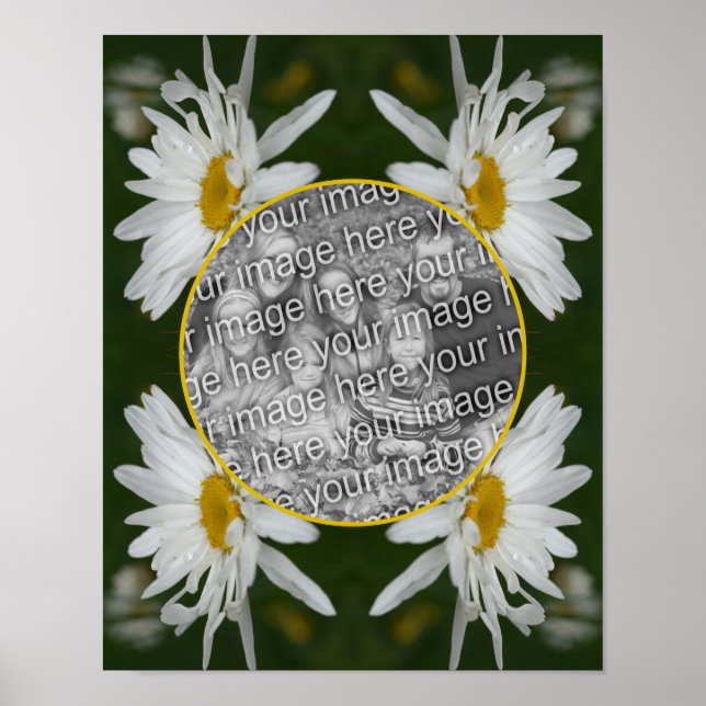 White Daisy Flower Frame Create Your Own Photo Poster (Front)